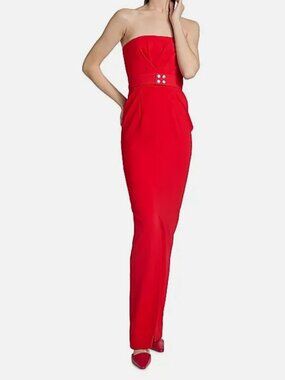 16Arlington Women's Red Lights On Aeta Strapless Crepe Gown Dress Size 8